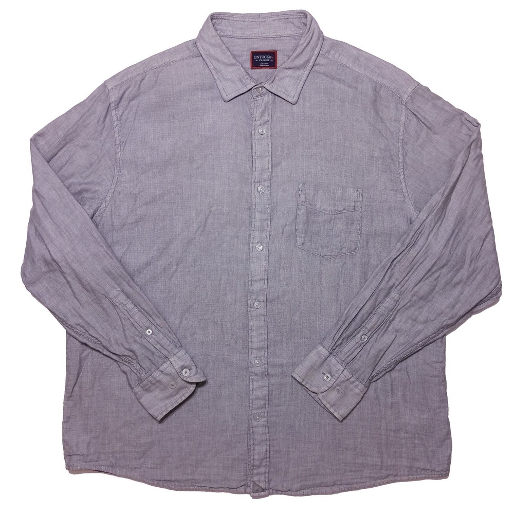 UNTUCKIT Long Sleeve Button Shirt Gray w/ Lining XXL 2XL